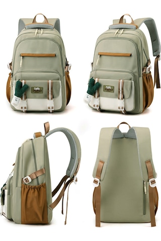 Mufunye Genç Stili Pratik Nylon Sırt Çantası - Büyük Kapasite, Çok Bölmeli, Ayarlanabilir Askı Beyaz, Soğan Aksesuarı Çok Renkli