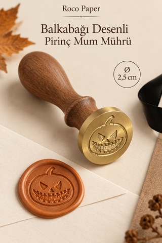 Cadılar Halloween Temalı Ahşap Pirinç Mühür - 2.5 Cm Çap, Balka Çok Renkli