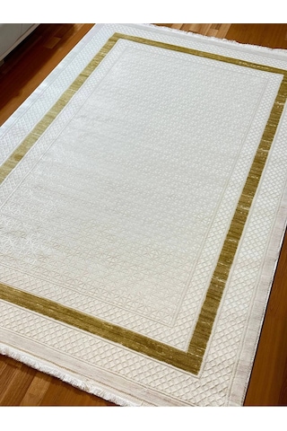 9681 Krem - Gold Akrilik Dokuma Halı Yumuşak Salon Oturma Odası Halısı