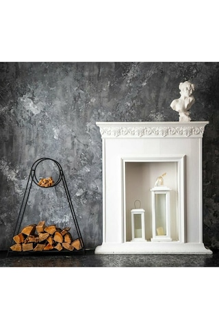 Soba Yanı Odunluk Metal Şömine Odunluğu Siyah