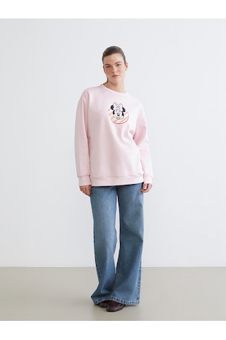 Lcw Comfort Pembe Minnie Mouse Baskılı Kadın Kalın Sweatshirt