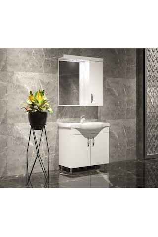 Yıldız Banyo Dolabı 55 Cm Beyaz Mdf Beyaz