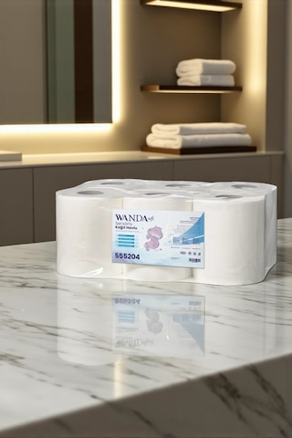 Wanda Soft İçten Çekmeli Kağıt Havlu 4 Kg 2 Katlı 6 Lı Ekonomik Paket 62m Rulo