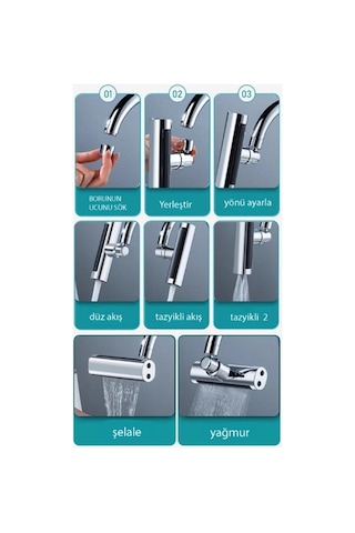 Viosa Krom Tasarruflu 4 Modlu Şelale Ayarlanabilir Musluk Başlığı Mutfak Eviye Bataryası Lavabo Bataryası Altın