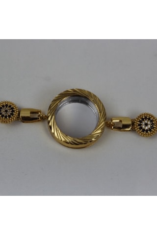 Cam Kapaklı C Eyreklik Takılabilir Gold Bileklik