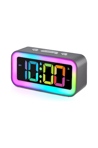 Dinamik Rgb Gece Lambası İle Yatak Odaları İçin Yüksek Sesli Çalar Saat, Ağır Uyuyanlar Yetişkinler, Çift Alarm Çok Renkli