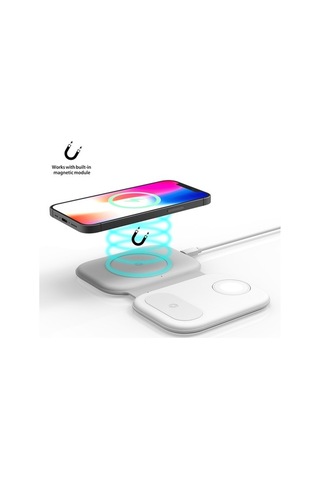 Pazly 15 W Manyetik Katlanabilir Kablosuz 3'ü 1 Arada Hızlı Şarj İstasyonu - Multifonksiyonel, Siyah/beyaz, İçin Mükemmel