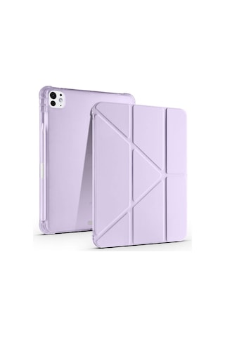 Apple Uyumlu iPad, Pro 11 İnç M5 2025 Kılıf Üçgen Katlanabilir Kalem Şarj Bölmeli Kılıf A2836 A2837 A3006 Kapaklı Kılıf
