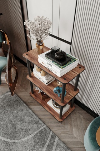 Dekoratif Masivo Kitaplık 3 Katlı 30x60 Dikdörtgen Çok Amaçlı Raf Madran Ceviz Ceviz