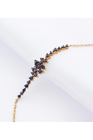 14 Ayar Altın 0.69 Karat Safir Üzüm Salkımı Bileklik Rose Gold