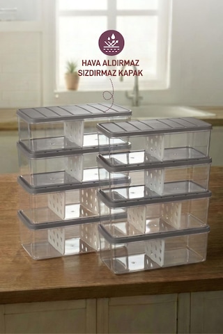 Selka Home 8 Adet 2 Lt. Nora Bölmeli Organizer Buzdolabı Buzluk Düzenleyici Saklama Kabı