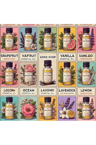 Favori 10'lu Set Esansiyel Uçucu Yağ Buhurdanlık Hava Nemlendirici Aroma Difüzörü Kokusu Esans