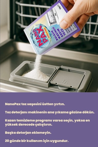Bulaşık Makinesi Temizleyici Toz Bakım Saşesi 12 Adet X 10gr