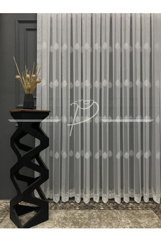 Tül Perde Taç Marka Etek Bohreli Serpme Desenli Tül 26131 Çok Renkli