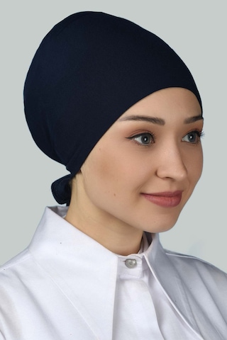 Altobeh Kadın Pratik Dikişsiz Bağcıklı Kaymayan Tesettür Penye Bone - Lacivert