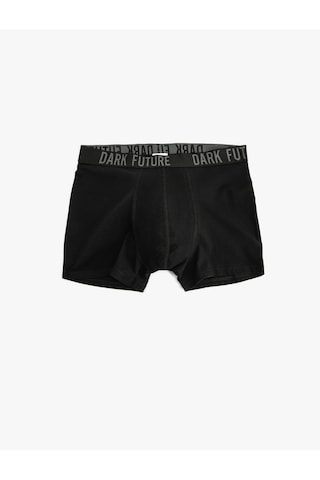 Koton Slogan Baskılı Bel Detaylı Pamuklu 3'lü Boxer Seti Antrasit 5slm90001mk Antrasit