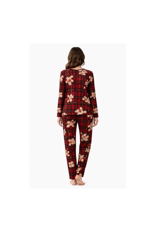 Pemilo Bayan 3566 Manşetli Kısa Kol Pijama Takım Bordo