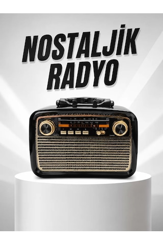 Müzik Kutusu Bluetooth Bağlantılı El Fenerli Nostaljik Tasarım Radyo 13020343