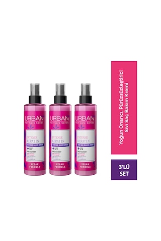 Intense & Keratin Aşırı Yıpranmış Ve Cansız Saçlara Özel Sıvı Saç Bakım Kremi Set 3x200ml-vegan