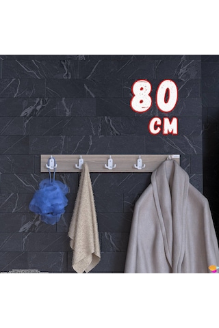 Modilayn Arı Serisi 76,4x9,6 Cm 5'li Set 15 Kancalı Banyo Askısı Ekstra Düzen Ve Yer Tasarrufu Beyaz - Cordoba