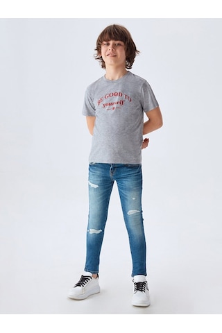 Ltb Ltb Logolu Bisiklet Yaka Gri T-shırt 03222284606481 203 03222284606481_203 Gri
