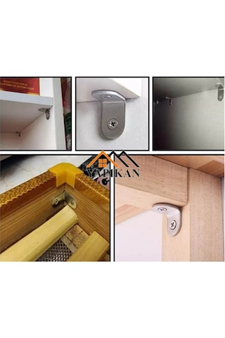 25 ad. L Demir Gönye Köşebent 15x27x27mm - Mobilya Dolap Raf Ahşap Köşe Bağlantı Aparatı