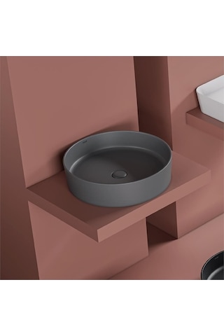 Creavit Loop 45 CM Set Üstü Yuvarlak Çanak Lavabo Mat Antrasit LP145-00AM00E
