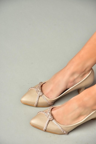 Fox Shoes S246061604 Ten Kumaş Kalın Topuklu Kadın Abiye Ayakkabı Ten