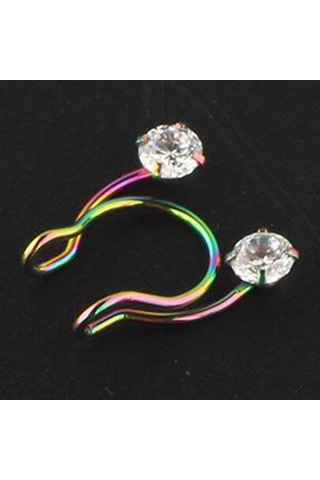 Suntek Paslanmaz Çelik Burun Halkası 8mm Döngü Çember Renkli Çok Renkli