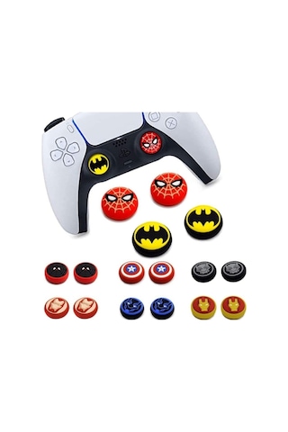 Desenli Sony Ps5/ps4/ps3 Analog Koruyucu Silikon Pad-ıron Man Kırmızı