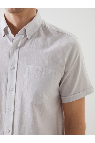 Lcwaıkıkı Classic Gri Regular Fit Keten Karışımlı Erkek Gömlek