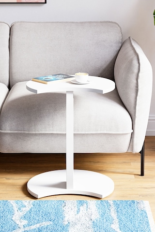 Jet Tekerlekli C Sehpa Koltuk Sehpası Yan Sehpa Zigon Sehpa Servis Sehpası Beyaz