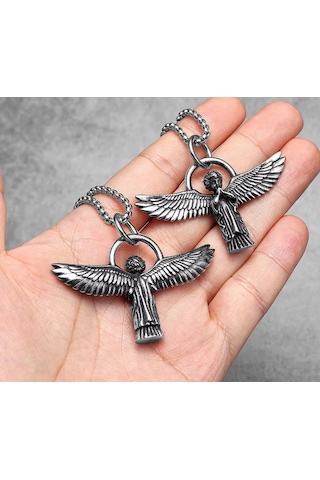 Aslanmaz Çelik İkona Çocuk Melek Kolye /angel Kolye Gümüş