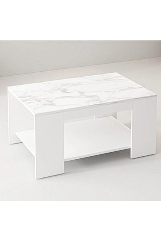 Orta Sehpa Zambak Beyaz Mermer Desen