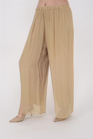 Eren Style Italyan Büyük Beden Uyumlu Astarlı Lastikli Ipek Pantolon 36-50 Beden -9909 Camel