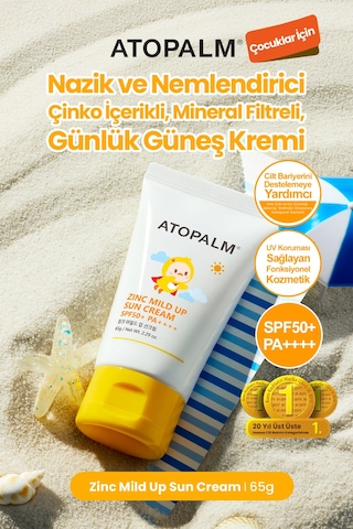 Bebek Ve Çocuklar İçin Mineral Filtreli Güneş Kremi Atopalm Zinc Mild Up Sun Cream Spf50+ Pa++++