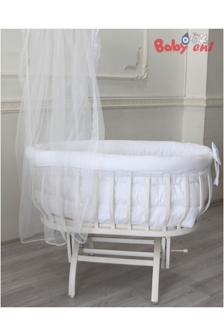 Babyen1 Beyaz Sepet Beşik Uyku Seti Anne Yanı %100 Organik Pamuk