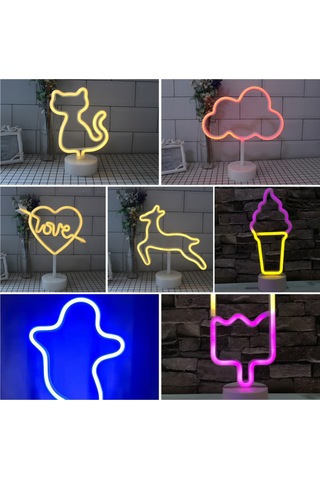 Mufunye Led'ler Neon Sıcak Beyaz Ay Şekli Masa Lambası Yatak Odası Dekorasyonu Usb Gece Lambası Diğer