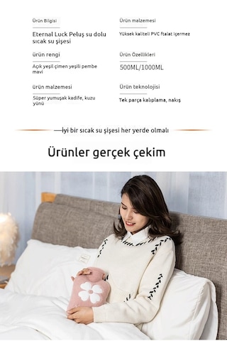 Peluş Su Dolu El Isıtıcı Çanta-pembe 1000ml