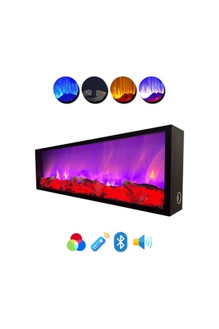 Arif Şömine Dekoratif Elektrikli Yapay Şömine - 130x35x15 Cm - Farklı Renk Modları, Kumandalı, Bluetooth