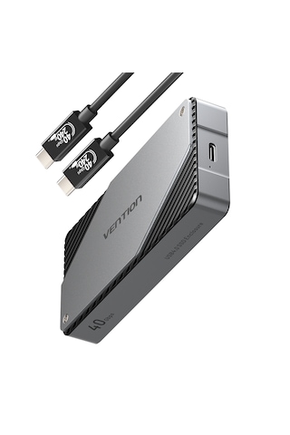 Vention Usb 4,0 Thunderbolt 4 / 3 Uyumlu M.2 Nvme Ssd Kutusu Alüminyum Alaşım 40 Gbps Type-c Aktif Fan Soğutmalı - Gri