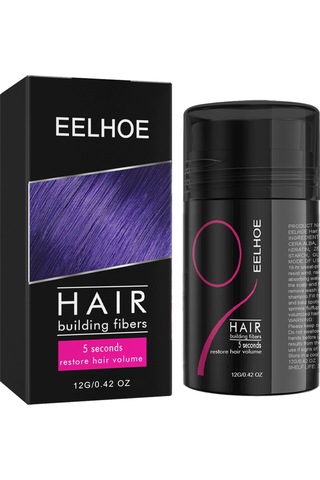 Eelhoe Saç Kalınlaştırıcı Elyaf Tozu 12g Saç Yapı Lifleri Doğal Siyah