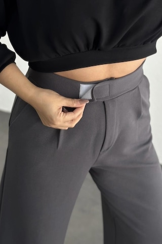 Bb Butik Basic Cırtlı Palazzo Pantolon Antrasit
