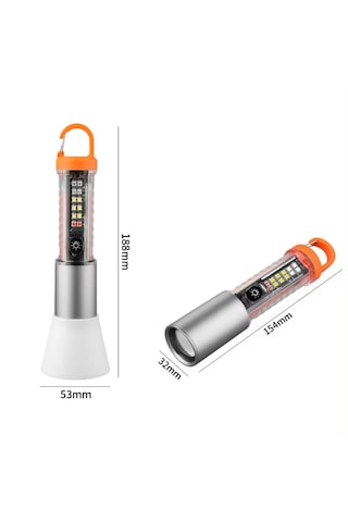 Fenerix HS-2302 Şarjlı Taktik Çakarlı Asker Polis El Feneri 1000 Lümen Beyaz - Gri