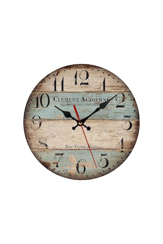 Homyl Ahşap Duvar Saati 12 Inç Dekoratif Kuvars Saatler Yatak A A