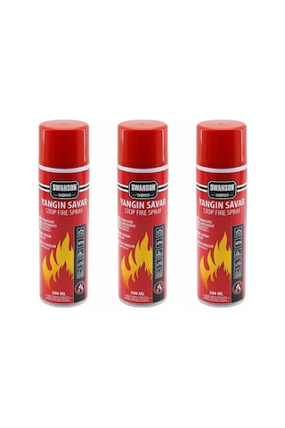 3 Adet Yangın Söndürücü - Yangın Savar Sprey 500ml + 500 Ml + 500 Ml Ev - Ofis - Oto Araç Ateş Boğucu Köpük Tabaka Oluşturur Bx40