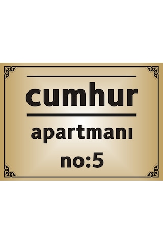 Apartman İsim Tabelası Aliminyum Aynalı Gold Ve Gümüş Metal Levha