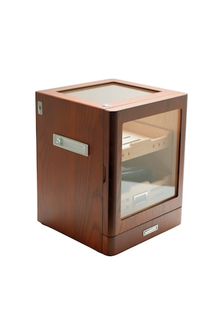 Premiumquality Sucre Aksesuar Çekmeceli İçi Ledli Kahverengi Sedir Humidor Puro Kutusu - Tr9648