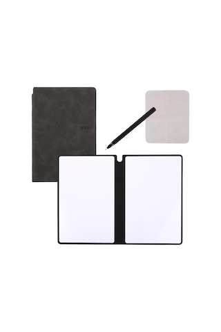 Hombey Siyah A5 Yeniden Kullanılabilir Silinebilir Defter - Masa Üstü Not Alma, Mesaj Tahtası, Yazma Ve Taslak Çizim İçin - 1 Beyaz Tahta Kalemi Ve Silme Bezi Hediye Siyah