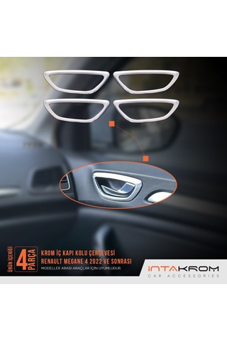 Renault Megane 4 Krom İç Kapı Kolu Çerçevesi 4 Parça 2022 Ve Üzeri Yeni Hb-sd
